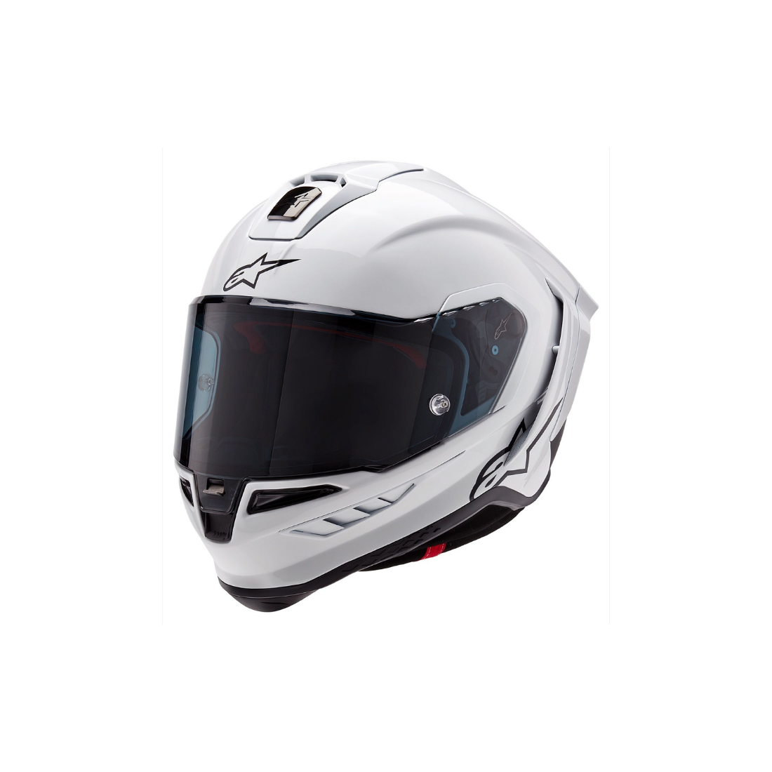 Alpinestars Supertech R10 carbon racehelm in zwart-wit met aerodynamische spoiler wit