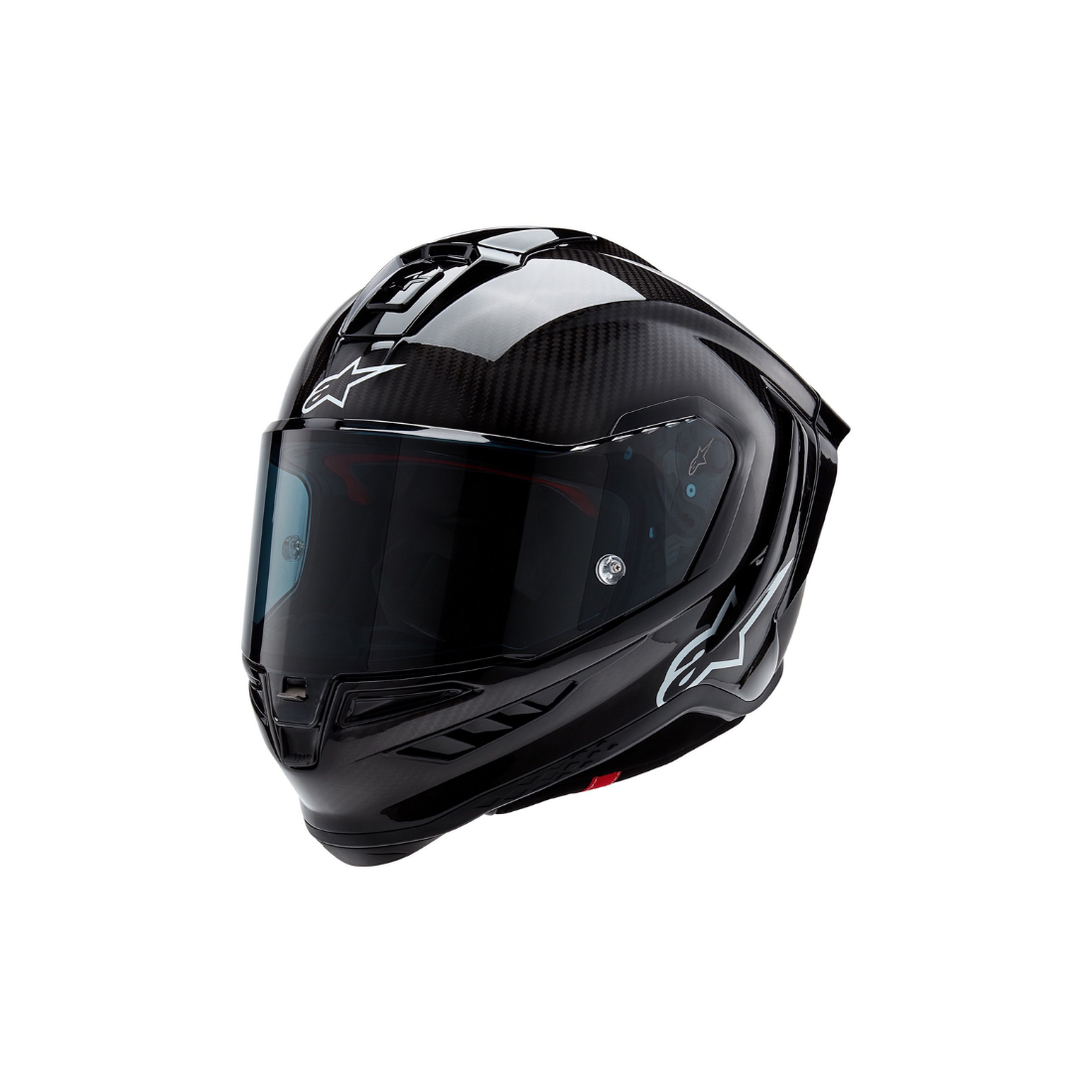 Alpinestars Supertech R10 carbon racehelm in zwart-wit met aerodynamische spoiler zwart