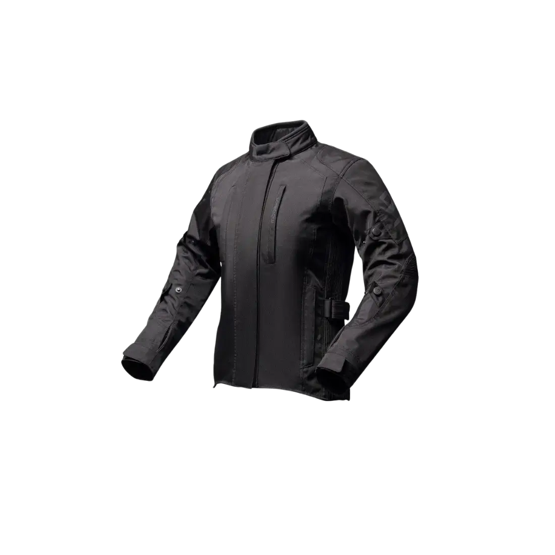 Zwarte Modeka Tarex II dames motorjas met getailleerde pasvorm vooraanzicht.