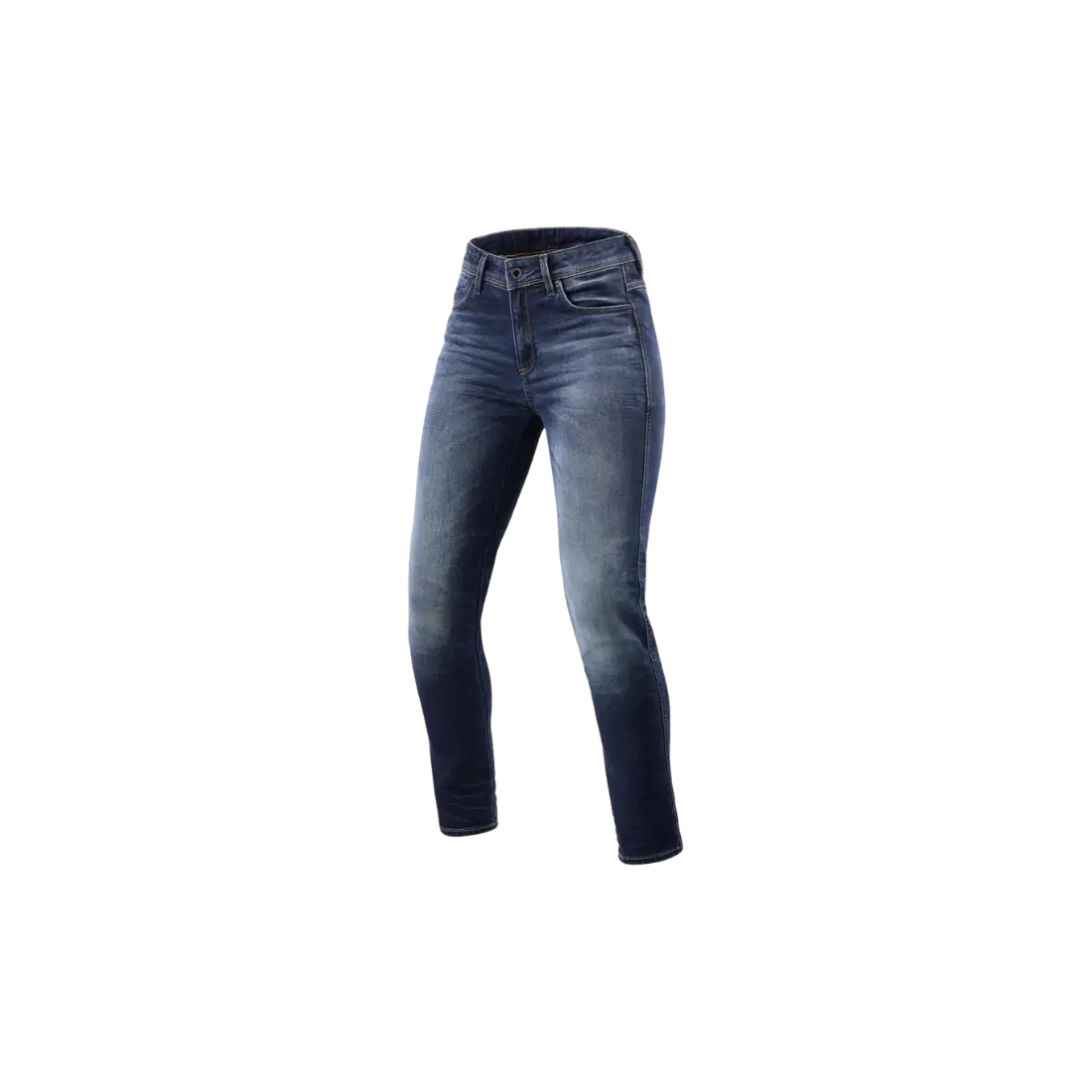 Blauwe REV'IT! Marley dames motorjeans met skinny fit vooraanzicht.