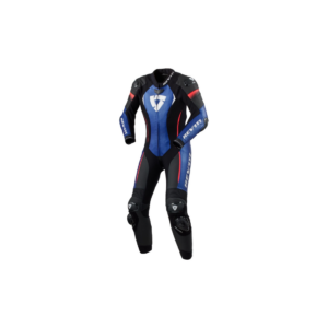 REV'IT! Xena 4 1-delig leren dames racepak vooraanzicht in sportieve houding blauw