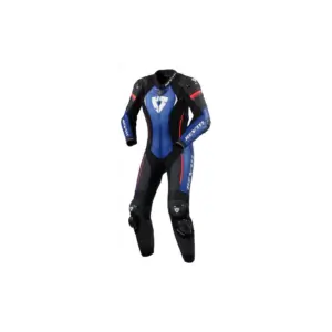 REV'IT! Xena 4 1-delig leren dames racepak vooraanzicht in sportieve houding blauw