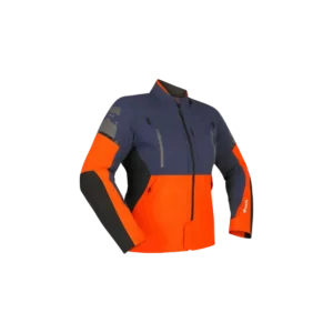 Zwarte Richa Orion GTX dames motorjas met touring pasvorm vooraanzicht oranje.