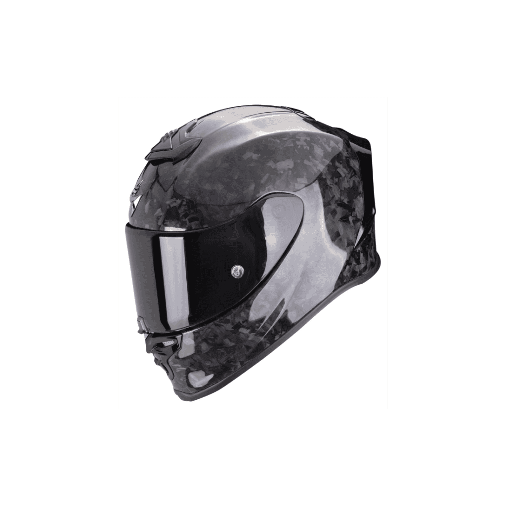 Scorpion EXO-R1 EVO Carbon Air Onyx racehelm vooraanzicht met zichtbare carbonstructuur