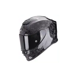 Scorpion EXO-R1 EVO Carbon Air Onyx racehelm vooraanzicht met zichtbare carbonstructuur