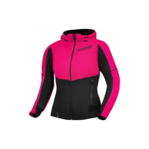 Shima Daybreaker dames motorhoodie in de kleuren roze en zwart vooraanzicht.