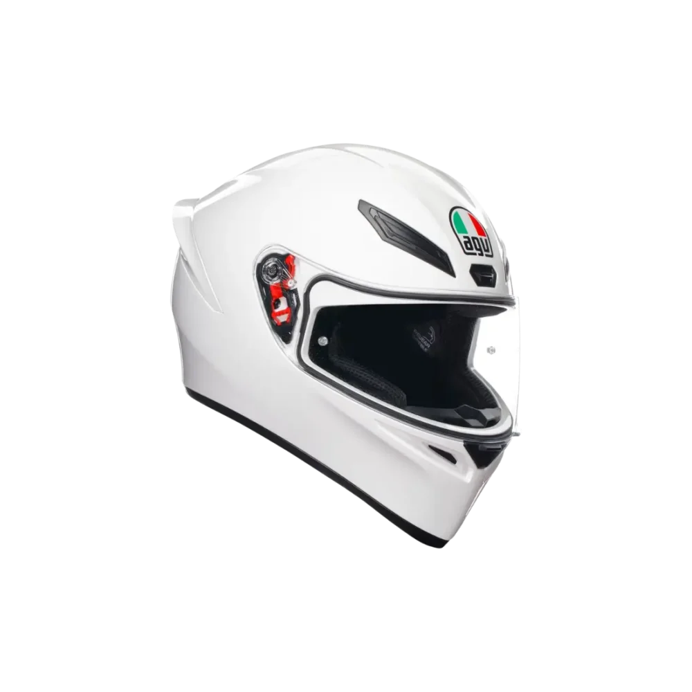 Sportieve AGV K1 S dames motorhelm met panoramisch vizier vooraanzicht wit
