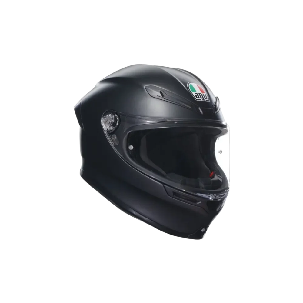 Strakke AGV K6 S dames motorhelm van carbon en aramide vooraanzicht zwart