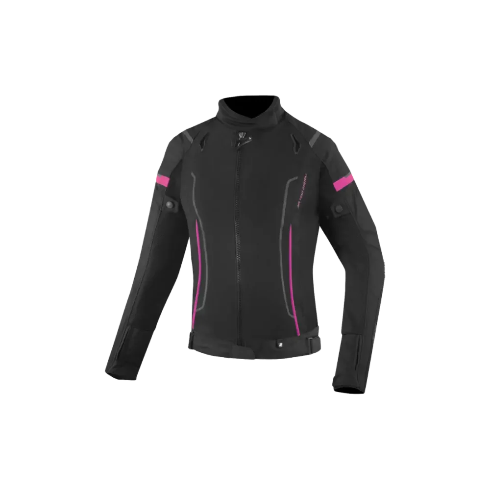 Sportieve Bogotto Vysio WP 3in1 dames motorjas met ventilatieritsen vooraanzicht roze