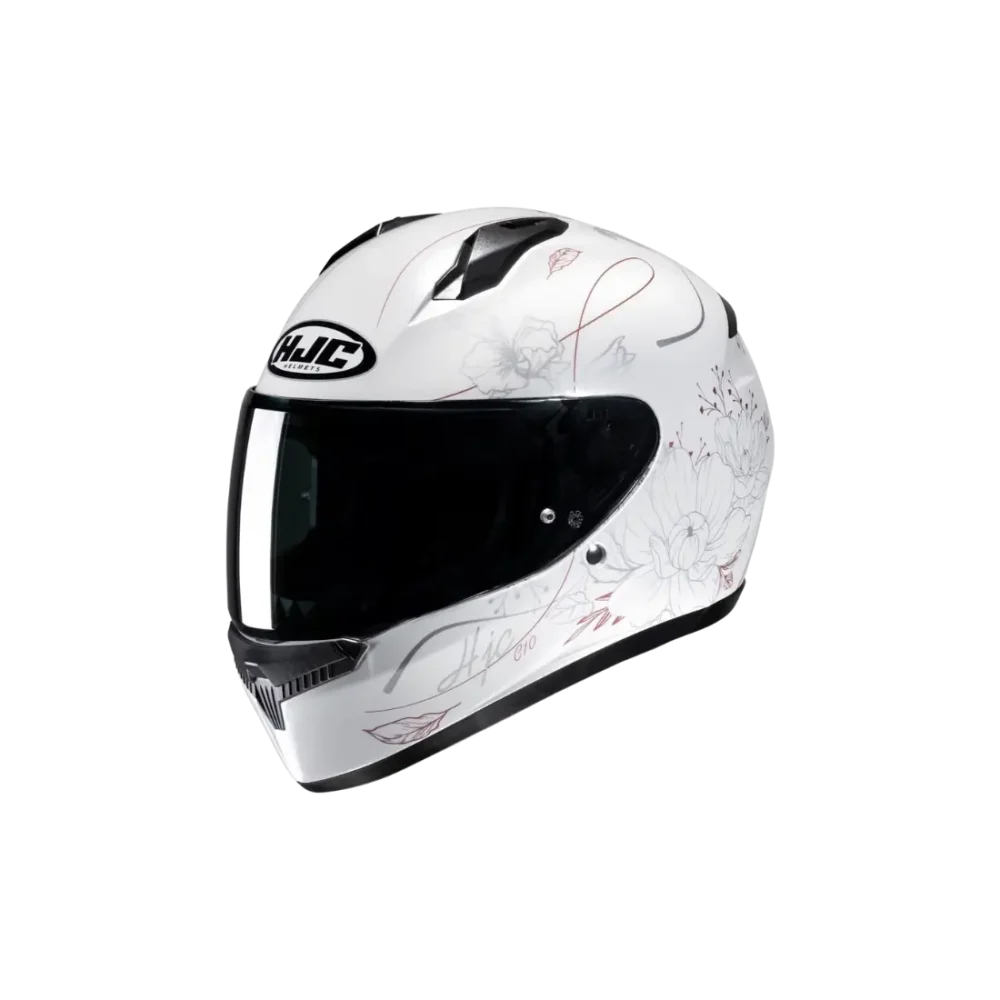 Sportieve HJC C10 Epik dames motorhelm met Epik graphic vooraanzicht.