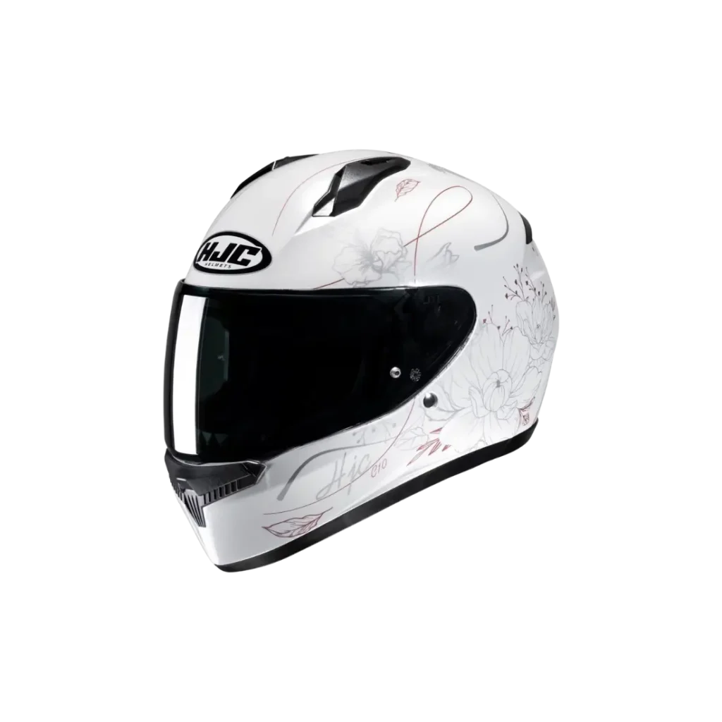 Sportieve HJC C10 Epik dames motorhelm met Epik graphic vooraanzicht.