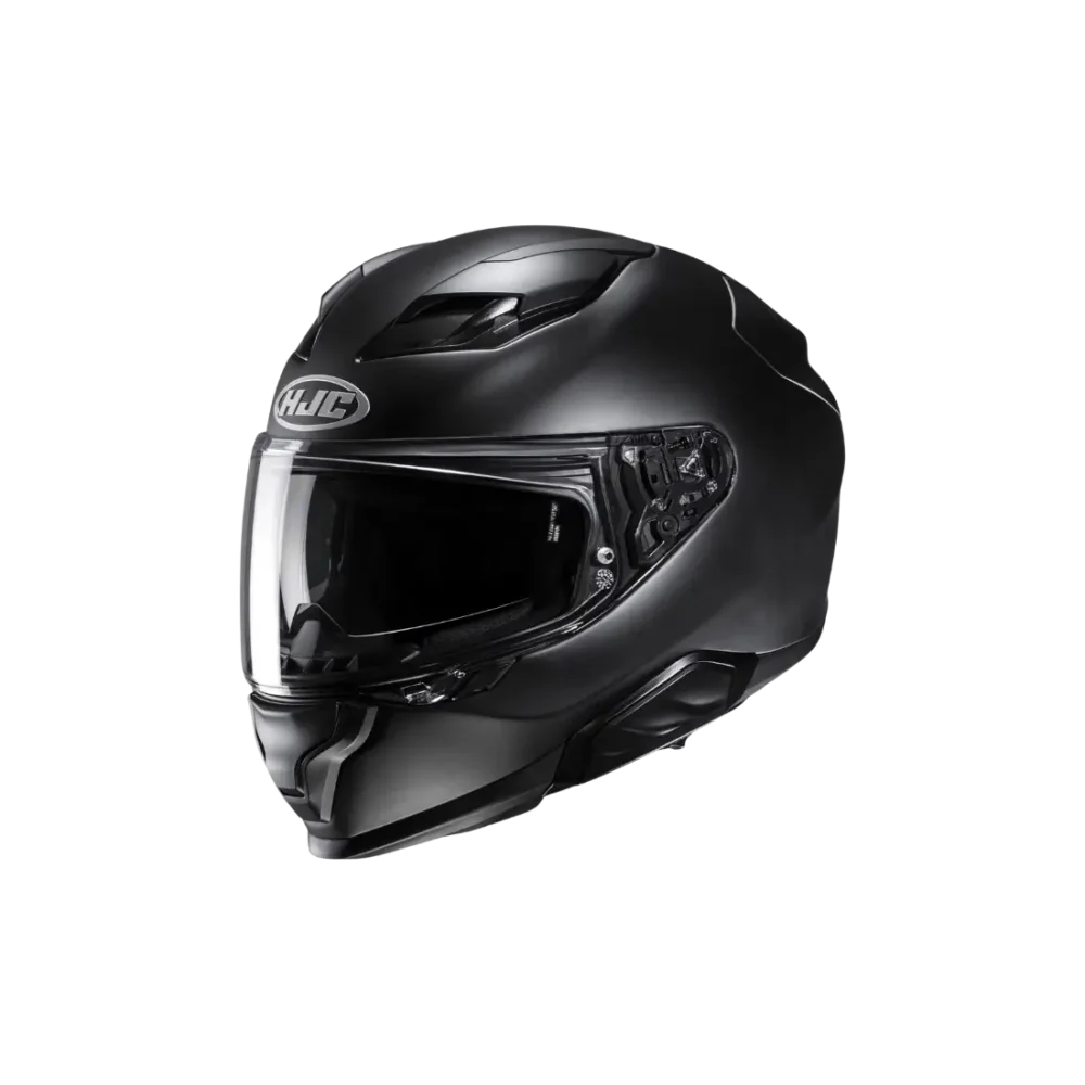 Sportieve HJC F71 dames motorhelm van glasvezel vooraanzicht zwart