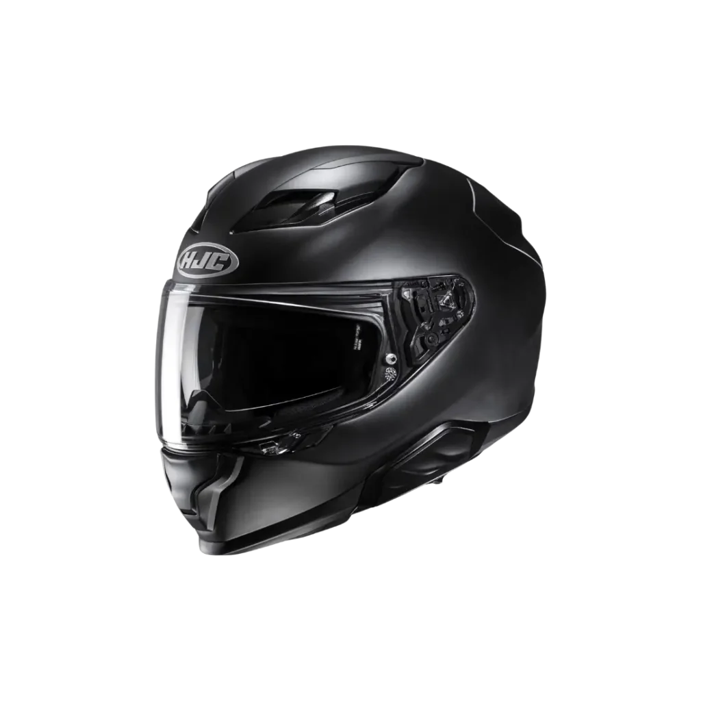 Sportieve HJC F71 dames motorhelm van glasvezel vooraanzicht zwart