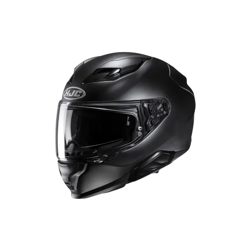 Sportieve HJC F71 dames motorhelm van glasvezel vooraanzicht zwart.