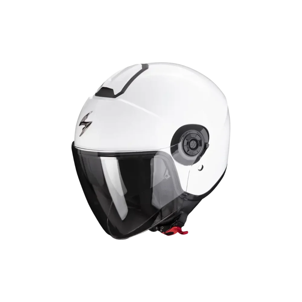 Compacte Scorpion EXO-City II dames motorhelm met lang helder vizier vooraanzicht wit