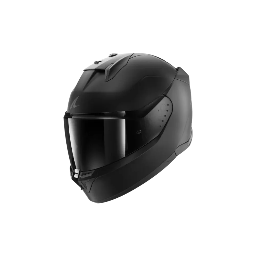 Matzwarte Shark D-Skwal 3 Dark Shadow Edition dames motorhelm met gesloten vizier vooraanzicht.