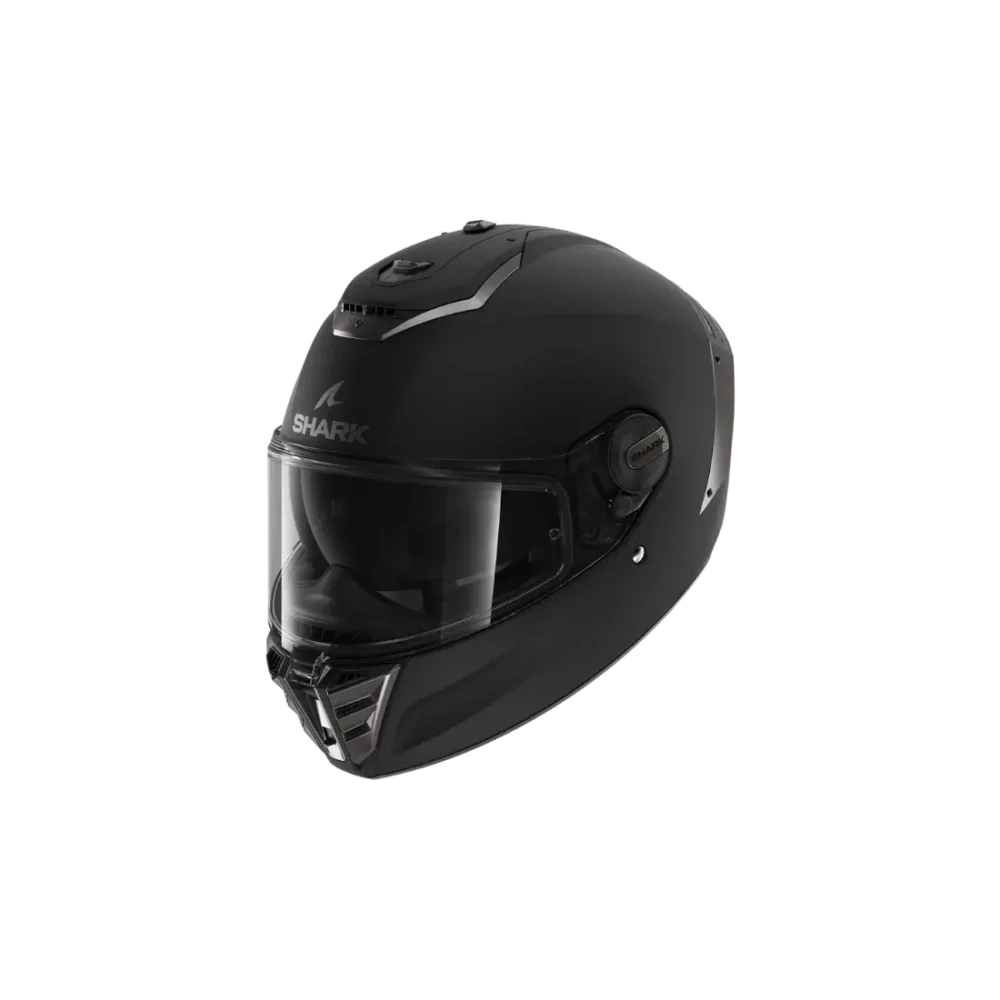 Zwarte Shark Spartan RS dames motorhelm met helder vizier vooraanzicht.