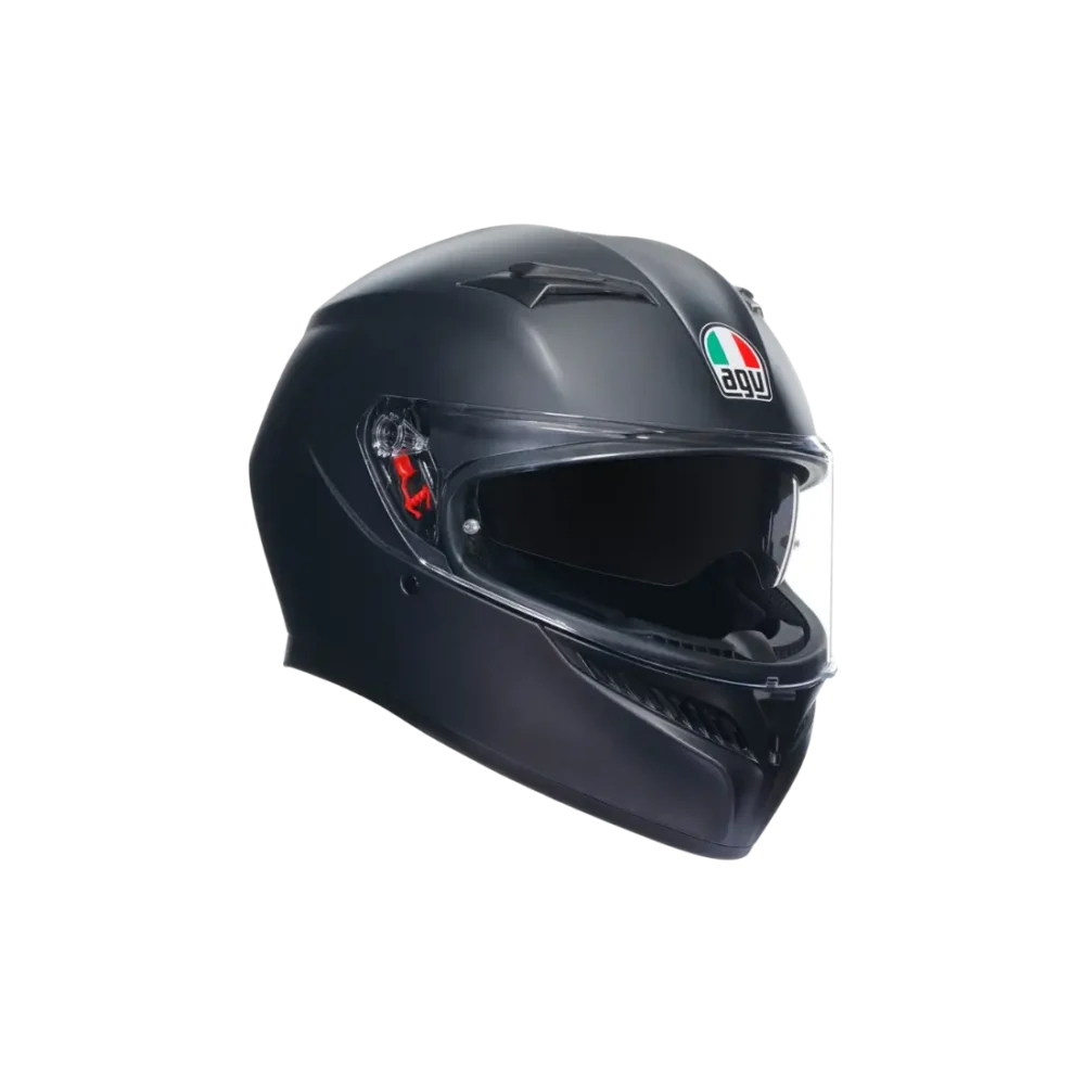 Sportieve AGV K3 dames motorhelm met helder vizier vooraanzicht.