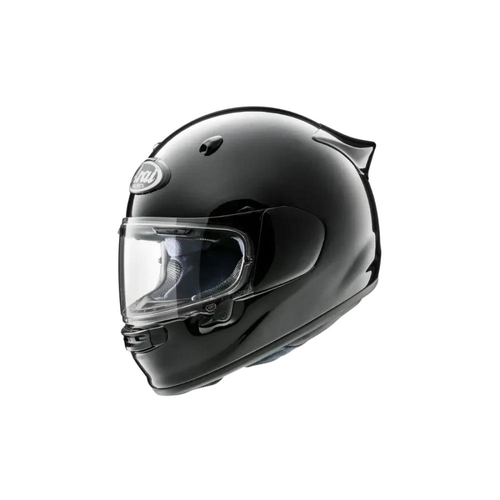 Premium Arai Quantic dames motorhelm met 3D logo ventilatie vooraanzicht - zwart