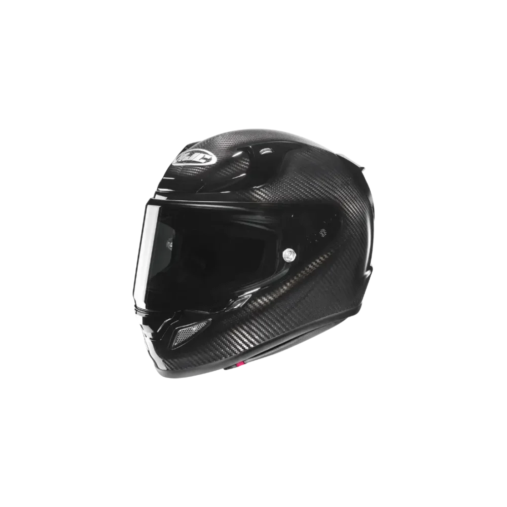 Sportieve HJC RPHA 12 Carbon dames motorhelm met koolstofvezel textuur vooraanzicht.