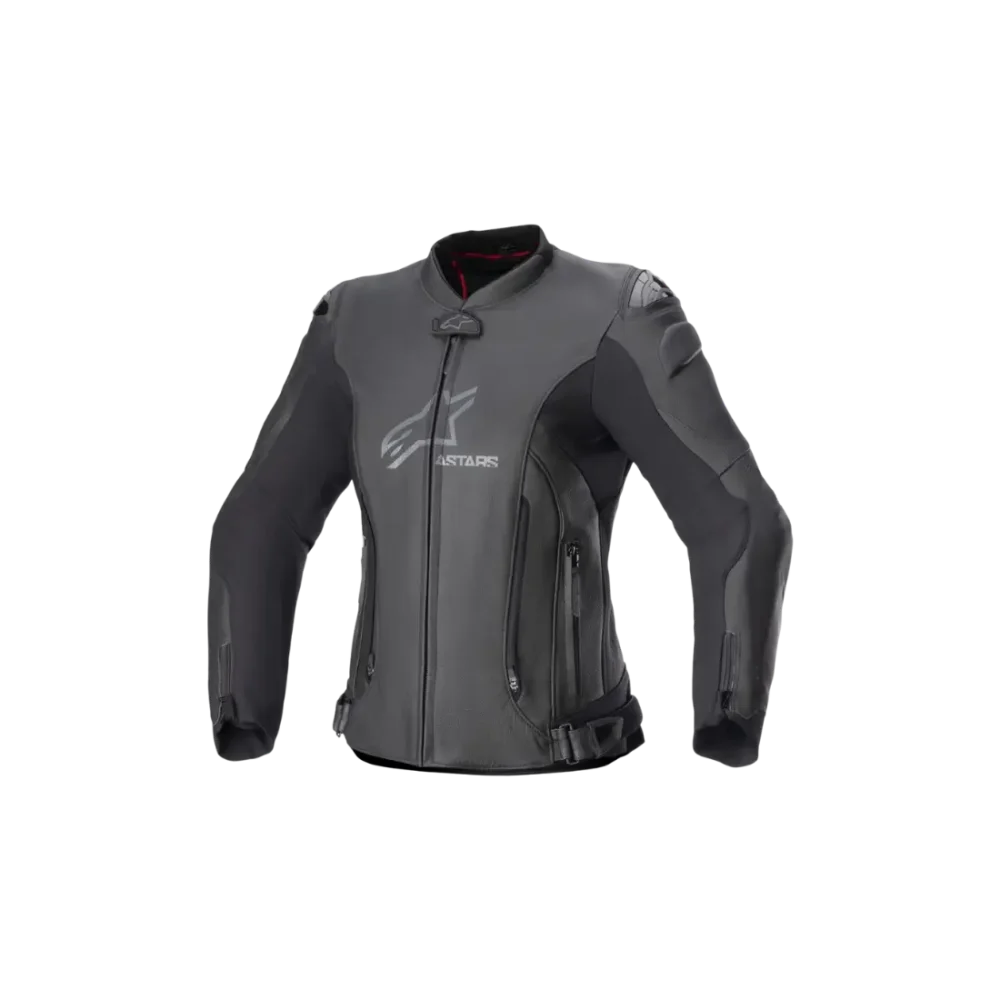 Sportieve leren Alpinestars Stella GP Plus V4 dames motorjas vooraanzicht - zwart