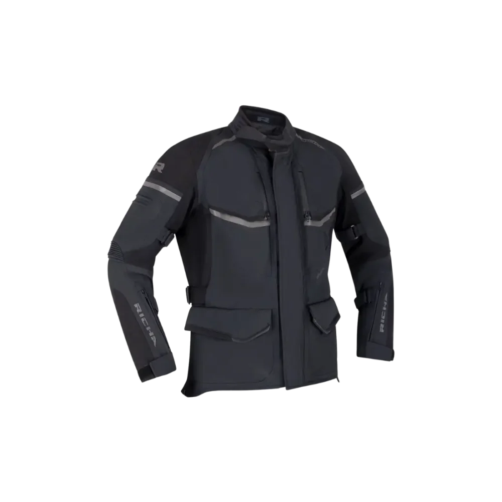 Hoogwaardige gelamineerde Richa Atlantic 2 Gore-Tex dames motorjas vooraanzicht - zwart